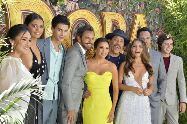 Q Orianka Kilcher, Madeleine Madden, Jeff Wahlberg, Eugenio Derbez, Eva Longoria, Danny Trejo, Isabela Moner, Michael Pena and Nicholas Coombe at the world premiere of the feature film Dora and the Golden City of Gold in the Regal Cinemas L A Live Los Angeles, 28 07 2019 Foto:xD.xStarbuckx xFuturexImage