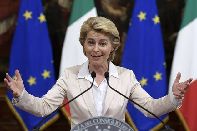 The President of the European Commission Ursula von der Leyen during the meeting with the Prime Minister at Palazzo Chigi (Luigi Mistrulli Fotogramma, Rome - 2019-08-02) p.s. la foto e utilizzabile nel rispetto del contesto in cui e stata scattata, e senza intento diffamatorio del decoro delle persone rappresentate  Copyright: xLuigixMistrullix xFOTOGRAMMAx