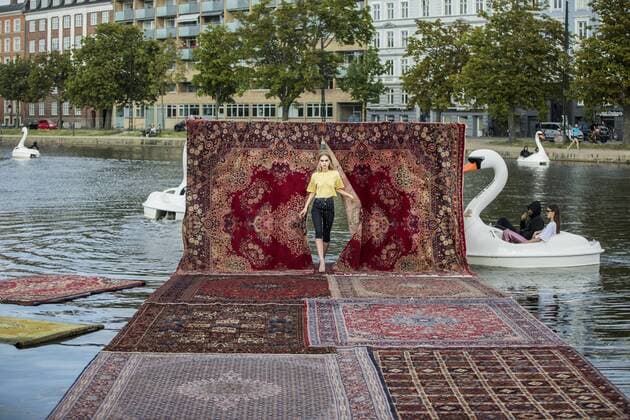MUF10 show during Copenhagen Fashion Week at the soup pavilion Tuesday, August 6, 2019 The models arrive in swans at the seas in Copenhagen, Copenhagen Denmark,  Copyright: NikolaixLinares NikolaixLinaresx COP102 spdk20190806-184121-L