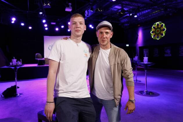 Ilias Petszokat with father Oli P Oliver Petszokat at the presentation of the album Alles Gute im Carlswerk Victoria Cologne, 11 08 2019 Foto:xC.xHardtx xFuturexImage