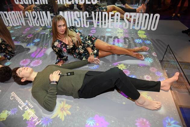 Jessica Paszka unveils Shawn Mendess new wax figure at Madame Tussauds in Berlin on 14 08 2019 It is the worlds first lying wax figure
