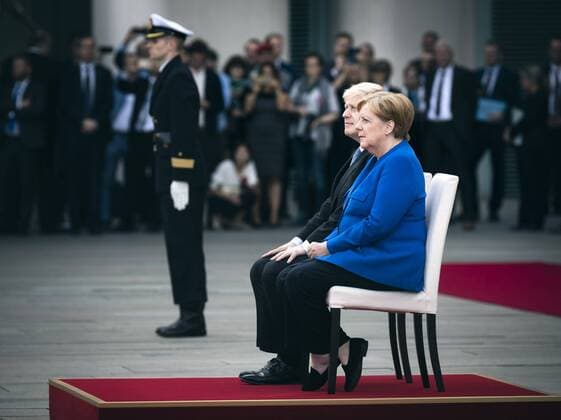 Chancellor Angela Merkel R , CDU, receives the Prime Minister of the United Kingdom, Boris Johnson, with military honours in the Federal Chancellery Berlin, 21 08 2019 Berlin Germany Copyright: xXanderxHeinl photothek.netx