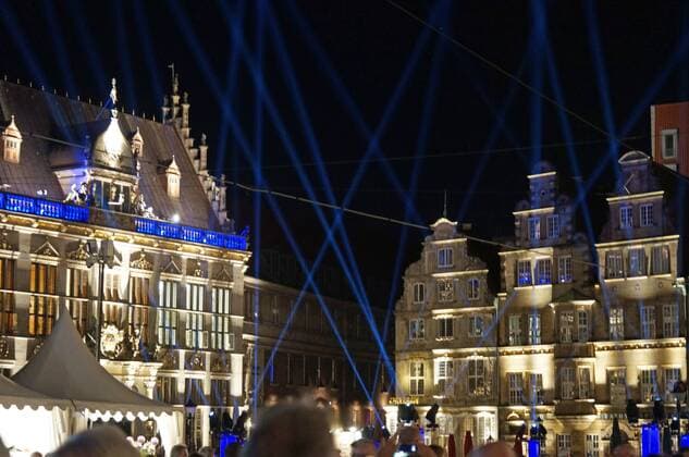The Bremer Marktplatz on the opening evening for the 30 Musikfest Bremen on 24 August 2019 under the motto A great night music Links of the Chamber of Commerce Sitz Schütting