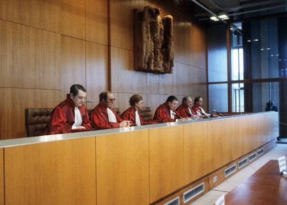 Germany, Karlsruhe, 1980 Meeting of the Federal Constitutional Court Photo President Ernst Benda Mitte during the meeting Meeting of the Federal Constitutional Court