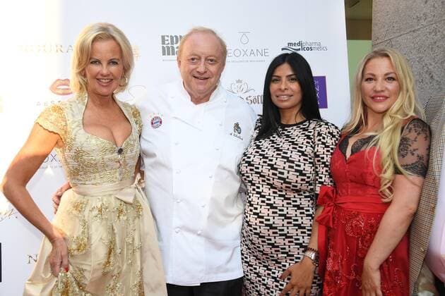 Astrid Söll, Alfons Schuhbeck, Noura El Massaoudi and Theresa Schleicher Wiesn Warm Up Introduction of the 5 Season Oktoberfest Noura M unique Boutique Munich 17 September 2019