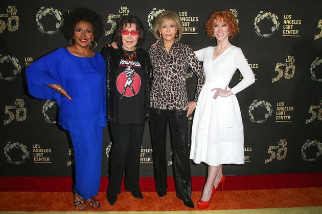 Jenifer Lewis, Lily Tomlin, Jane Fonda, and Kathy Griffin at the 50th Anniversary Hearts of Gold Celebration of the LGBT Center Los Angeles Gay and Lesbian Center on 22 09 2019 in Los Angeles 50th Anniversary Hearts of Gold Celebration of the LGBT Center in Los Angeles
