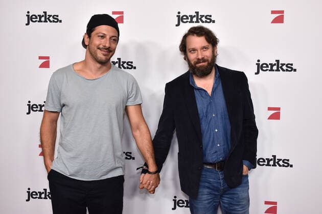 Fahri Yardim and Christian Ulmen at the premiere of the 3-Series of Jerks Maxdome ProSieben on 24 09 2019 in Berlin Jerks Series Premiere of the 3-Series in Berlin