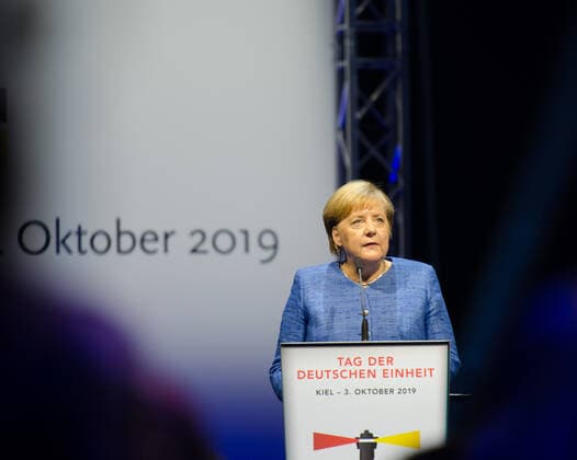 Dr Angela Dorothea Merkel 17 July 1954 in Hamburg as Angela Dorothea Kasner , German politician CDU She has been Chancellor of the Federal Republic of Germany since 22 November 2005, here at an event on 03 10 2019 in Kiel in the Sparkassen Arena