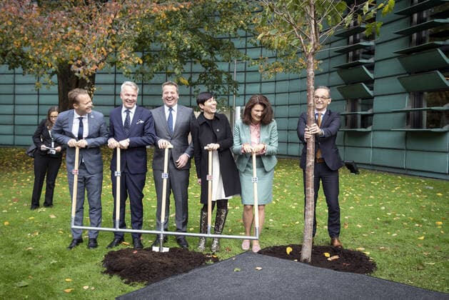 Federal Foreign Minister Heiko Maas, SPD, meets the Foreign Ministers of the Nordic countries on the occasion of the 20th anniversary of the inauguration of the embassies in Berlin Tiergarten With Jeppe Kofod Denmark , Pekka Haavisto Finland , Gudlaugur Thor Thordarson Iceland , Ine Marie Eriksen Soereide Norway and Ann Linde Sweden 17 10 2019 Berlin Germany Copyright: xThomasxKoehler photothek.netx