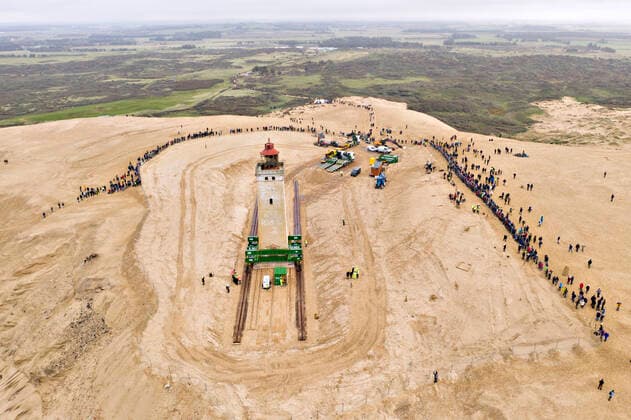 Loenstrup, Rubjerg Knude lighthouse moves, Tuesday, October 22, 2019 Drone photo, Denmark,  Copyright: HansxRavn HansxRavnx Cop102 spdk20191022-122932-L