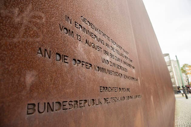 Berlin Wall Memorial on Bernauer Strasse in Berlin on 7 November 2019 On 9 November Berlin celebrates the 30th anniversary of the fall of the Berlin Wall 30 years after the fall of the Wall in Berlin