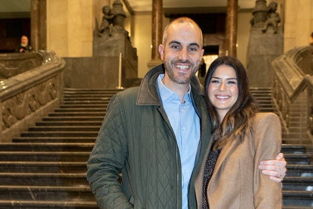 Hanover, New Town Hall, run-off vote for the office of Lord Mayor between Eckhard Scholz and Belit Onay , Belit Onay with his wife Derya,