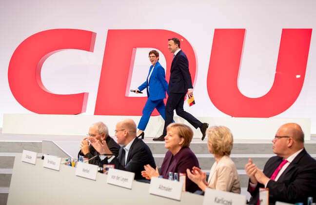 Annegret Kramp Karrenbauer and Paul Ziemiak 32 CDU party congress in Leipzig on 22 November 2019 32 CDU party congress in Leipzig