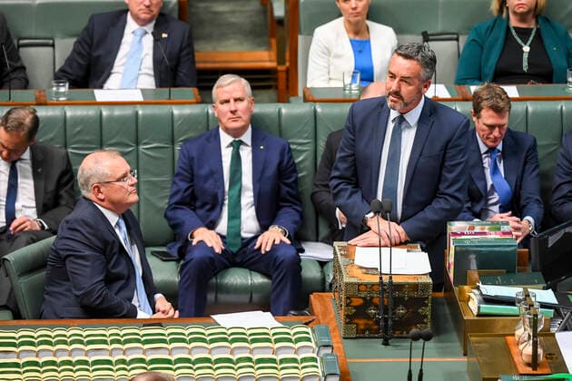 QUESTION TIME, Australian Veterans Affairs Minister Darren Chester speaks during House of Representatives Question Time at Parliament House in Canberra, Tuesday, December 3, 2019. ( NO ARCHIVING, EDITORIAL USE ONLY, NO USE IN BOOKS WITHOUT CONSENT CANBERRA ACT AUSTRALIA  Copyright: xLUKASxCOCHx 20191203001435865970