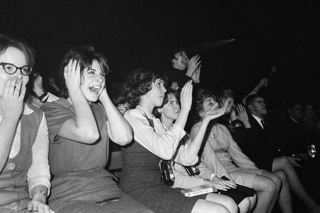 Excited Fans Reacting to The Beatles British Rock and Roll Performing, Washington Coliseum, Washington, D.C., USA, photograph by Marion S. Trikosko, February 11, 1964  Copyright: xCircaxImagesx ghi-circa07624