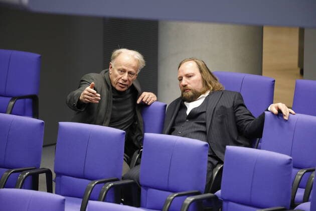 Jürgen Trittin, Anton Hofreiter, Bündnis 90 Die Grünen, Germany, Berlin, Bundestag 135 Bundestag session adopts changes in weapons law, 13 12 2019