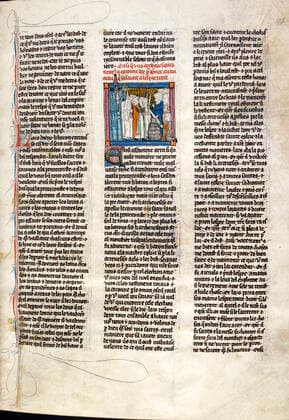 ARTHURIAN LEGEND Arthur removes excalibur from the rock Miniature from the Merlin manuscript dated 1316 14th, 14th century Credit Collection British Library KHARBINE TAPABOR  KH418483
