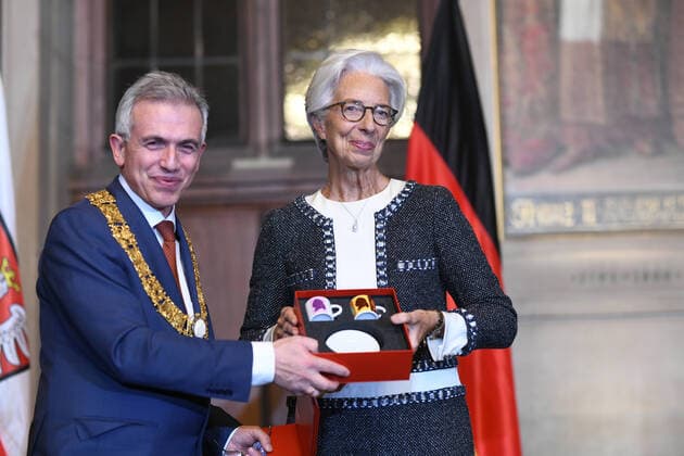 Römer, New Years Reception 2020 16 01 2020 Frankfurt x1x New Years Reception 2020 of the City of Frankfurt in the City Hall Römer In the picture l r Lord Mayor Peter Feldmann, ECB President Christine Lagarde in the Kaisersaal Frankfurt Frankfurt Hessen Germany