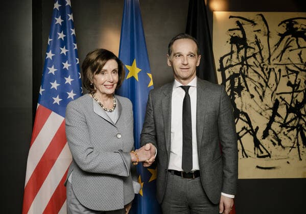 Federal Foreign Minister Heiko Maas, SPD, meets the Speaker of the House of Representatives of the United States of America, Nancy Pelosi, at the Munich Security Conference Munich, 15 02 2020 Munich Germany Copyright: xXanderxHeinl photothek.netx