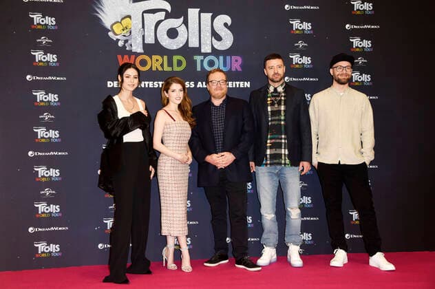 Lena Meyer Landrut, Anna Kendrick, Walt Dohrn, Justin Timberlake and Mark Forster at the photo call for the movie Trolls World Tour at the Waldorf Astoria Hotel Berlin, 17 02 2020 Foto:xGeisler-Fotopress Kubelka