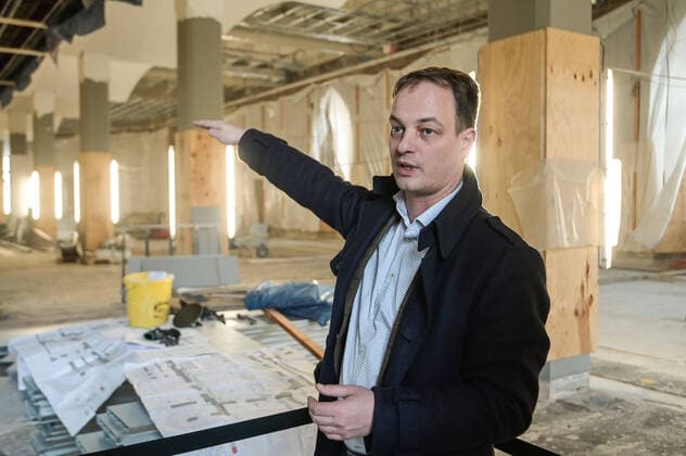 Württembergisches Landesmuseum Stuttgart Annual press conference with the new director Astrid Pellengarth and tour of the museum construction site on the ground floor Site manager Jan Warnecke Stuttgart Mitte Baden Württemberg Germany Copyright: xXXXxLeif-HenrikxPiechowskix
