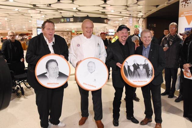 Ottfried Fischer Alfons Schuhbech Chef Barny Murphy Gunter Siegl Spider Murphy Band Munich 11 03 20 In the Matthaeser 35 mm press conference and at the Stachus pedestrian pass Sky of Fame Unveiling New Celebrities Pictures Passage