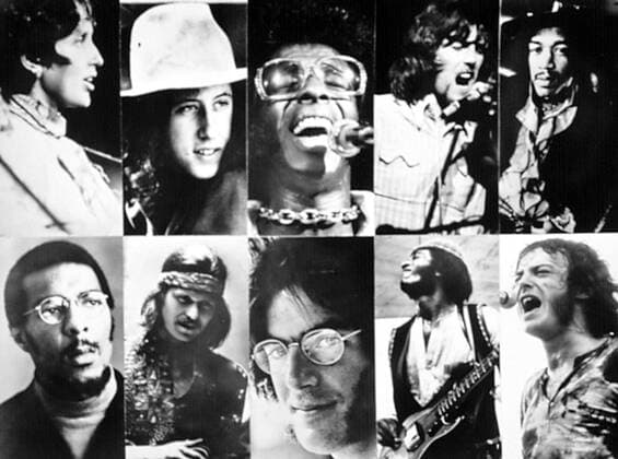 WOODSTOCK, (top row): Joan Baez, Arlo Guthrie, Sly Stone, Graham Nash, Jimi Hendrix, (bottom): Richie Havens, Country Joe, John Sebastian, Dave Brown (of Santana), Joe Cocker, 1970 Courtesy Everett Collection !ACHTUNG AUFNAHMEDATUM GESCHÄTZT! PUBLICATIONXNOTxINxCANxCHNxFRAxITAxJPNxNORxPOLxRUSxESPxUKxUSA Copyright: xCourtesyxEverettxCollectionx MSDWOOD EC010