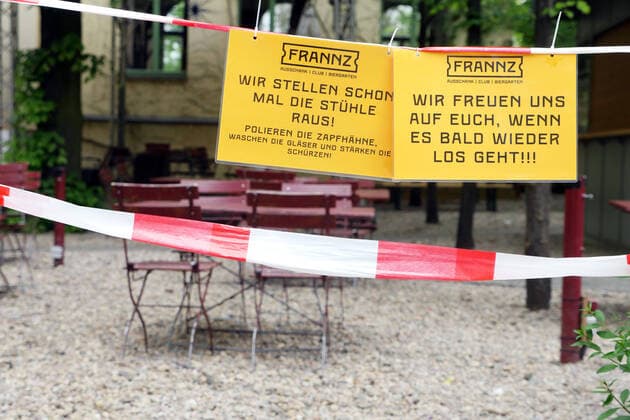 12 05 2020, Berlin Germany The catering industry is waiting for the Corona crisis to ease up, so far beer gardens have to remain closed and are not allowed to serve guests.