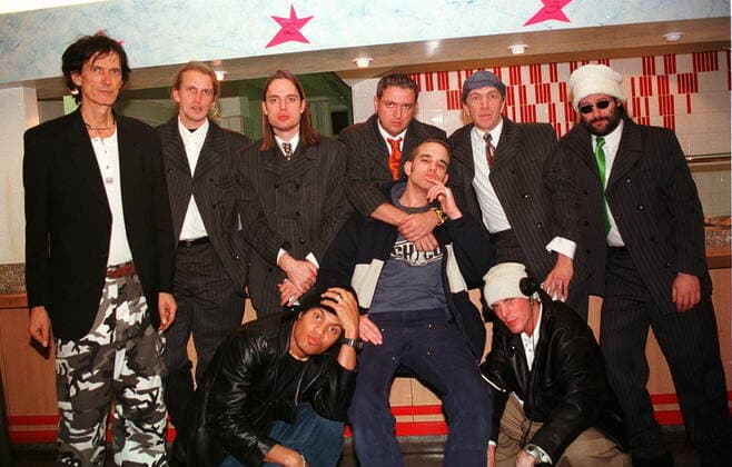 27 Portrait 98 Jazz Canteen, Jazz Hip Hop Project, in front Aleksey, Phil I P , Cappuccino, in the back Gunter Hampel, Christian Eitner, Dirk Erchinger, Air Knee, George Bishop, Tom Bennecke Music Copyright: xPOP-EYE Morlokx 00011748_00011748