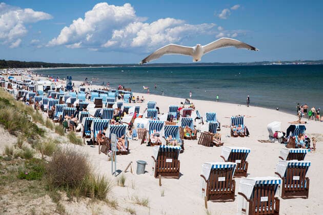 People enjoy the sunny day at the holiday resort Seebad Binz on the island of Ruegen in Mecklenburg Vorpommern on 7 June 2020 holiday destination Ruegen