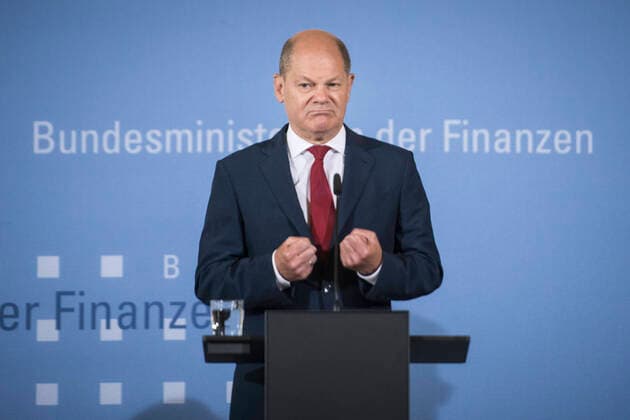 Finance Minister and Vice-Chancellor Olaf Scholz SPD at a press conference on the implementation of the economic stimulus package on 12 June 2020 in the Ministry of Finance in Berlin Finance Minister Scholz on the implementation of the economic stimulus package