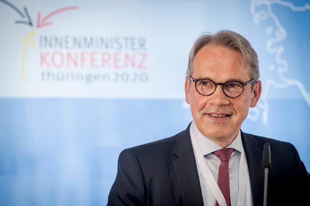 INTERNAL MINISTERS CONFERENCE IN ERFURT 17 06 2020 Erfurt The opening of the spring session of the Conference of Interior Ministers on 17 June 2020 at the Dorint Hotel am Dom in Erfurt The Thuringian Minister of the Interior and Local Government Georg Maier SPD opens the conference