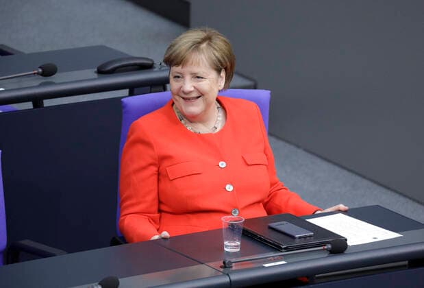 Angela Merkel, Chancellor, CDU, after her government statement on the Council Presidency and the European Council, in the German Bundestag, DEU, Berlin, 18 06 2020