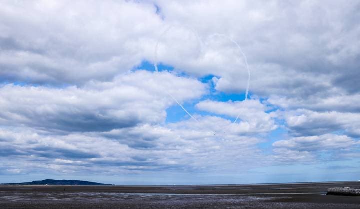 EDITORIAL USE ONLY Red Bull Matadors Aerobatic Display Over The East Coast of Ireland 2 7 2020 Pictured today at Sandymount, the Red Bull Matadors piloted by Paul Bonhomme & Steve Jones, took to the skies to perform a thrilling aerobatic display along the east coast of Ireland GivesYouWings The Red Bull Matadors 2 7 2020  Copyright: x INPHO BillyxSticklandx 0047500528st