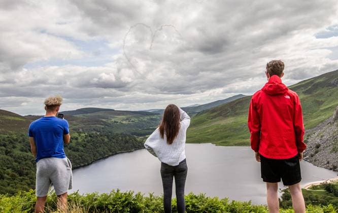 EDITORIAL USE ONLY Red Bull Matadors Aerobatic Display Over The East Coast of Ireland 2 7 2020 Pictured today at Lough Tay, the Red Bull Matadors piloted by Paul Bonhomme & Steve Jones, took to the skies to perform a thrilling aerobatic display along the east coast of Ireland GivesYouWings The Red Bull Matadors 2 7 2020  Copyright: x INPHO MorganxTreacyx 0047500546st