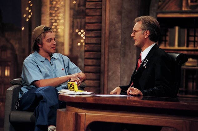 Harald Schmidt Show Harald Schmidt Show, entertainment talk show, Germany 1995 2003, guest star presenter Nils Nilz Bokelberg and Harald Schmidt, Cologne North Rhine-Westphalia Germany Copyright: FrankxHempel UnitedArchives19773645_05 EDITORIAL USE ONLY