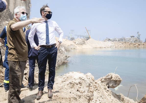 Federal Foreign Minister Heiko Maas SPD visits the epicentre of the explosion in the port of Beirut, 12 08 2020 Beirut Lebanon Copyright: xXanderxHeinl photothek.netx