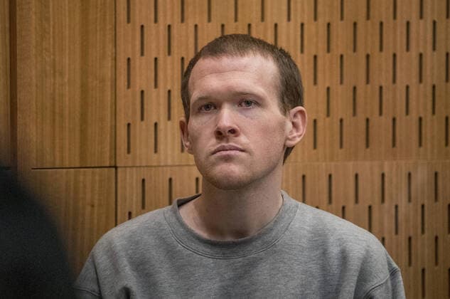 Brenton Tarrant lists as Crown prosecutor Mark Zarifeh delivers his submission during day four of the sentencing of Brenton Tarrant at the High Court in Christchurch, New Zealand, Thursday, August 27, 2020 Tarrant is being sentenced on 51 counts of murder, 40 counts of attempted murder and one terroris Poolfoto AAPIMAGE ,EDITORIAL USE ONLY