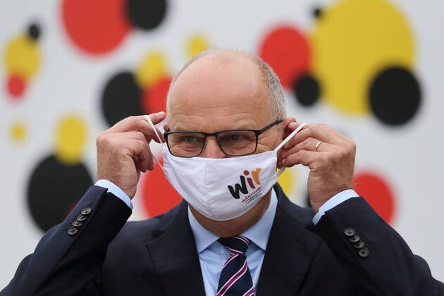 Minister President Dietmar Woidke SPD with a mouth and nose protection during a tour of the opening of the EinheitsExpo on the occasion of the Day of German Unity in Potsdam, 5 September 2020 30 years of German Unity Opening of the EinheitsExpo
