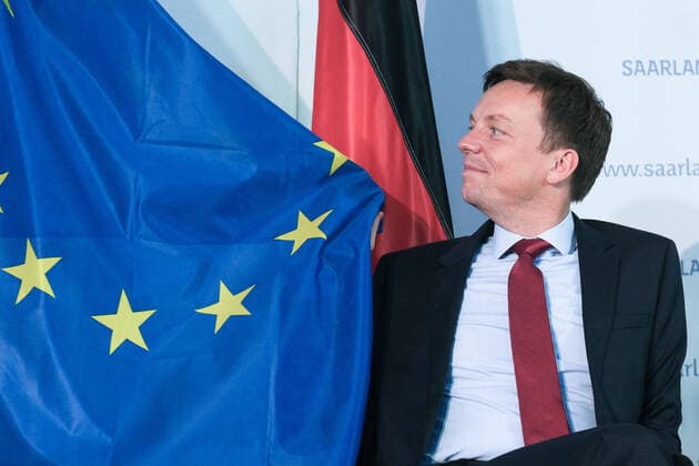Tobias Hans, Prime Minister of Saarland, at the ceremony to mark the 70th anniversary of the associated membership of the Federal Republic of Germany and Saarland in the Council of Europe on 18 09 20 at the Saarland Representation in Berlin Heiko Maas and Tobias Hans celebrate 70 years of the Council of Europe in Berlin