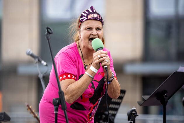 Hamburg, 19 September 2020 Fräulein Menke speaks at a rally of the initiative Querdenken 40 at Hamburgs Jungfernstieg against government measures to contain the Corona Pandemic