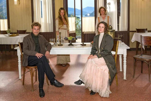 Max Hubacher, Hannah Herzsprung, Julia Jentsch and Maresi Riegner at the photo session on the set of the feature film Monte VeritÃ in the MMC Studios Cologne, 24 09 2020 Foto:xW.xCorneliusx xFuturexImage