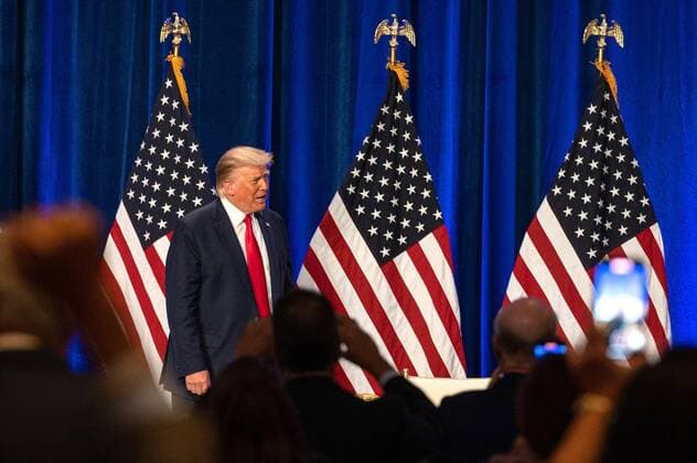 The President of the United States Donald J. Trump speaks during the encounter Latinos for Trump at the Trump National Doral Miami, in Doral, Florida, USA. Trump meets with the Latino community in Miami, where he has the support of the majority of Cubans and Venezuelans facing their governments, but he must conquer Latinos of other origins, more inclined towards the Democrat Joe Biden. President Trump urges Latinos to vote !ACHTUNG: NUR REDAKTIONELLE NUTZUNG!  Copyright: xGiorgioxVierax USA3890 20200925-637366583109832326