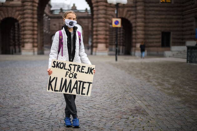 201002 Climate activist Greta Thunberg pose for a portrait during the Fridays for Future Stockholm Climate Strike on October 2, 2020 in Stockholm Photo Maxim ThorÃ BILDBYRAN kod MT MT0046 bbeng greta thunberg klimat klimataktivist climate climate activist climate change fridays for future,  Copyright: MAXIMxTHORE 0048573203st