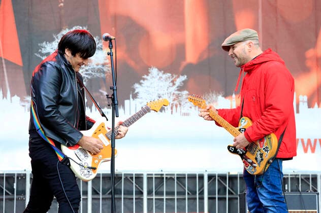Rodrigo Gonzalez from the band Die Ärzte and Arnim Teutoburg Weiß from the Beatsteaks at the demonstration to save the event industry from Action Alliance Red Alert Berlin, 28 10 2020 Foto:xS.xGabschx xFuturexImage