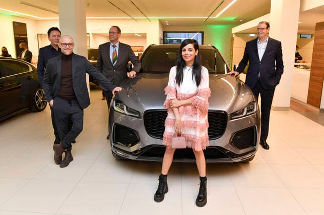 Uwe Dinnebier, Jürgen Vogel, Jan Kas van der Stelt, Collien Ulmen Fernandes and Hanno Kirner at the showroom opening and the German premiere of the Jaguar F PACE at Autohaus Dinnebier Berlin, 29 10 2020 Foto:xF.xKernx xFuturexImage