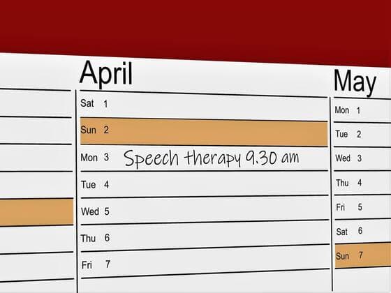 Symbol image appointment calendar with note for a speech therapist appointment Copyright: xx