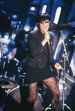 The singer Guesch Patti bourgeois Patricia Porasse at a TV appearance on 24 01 1988