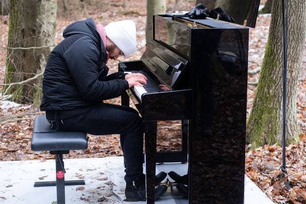 Pianist Igor Levit gave a concert on Friday 04 12 2020 on the cleared aisle in the Dannenroeder Forst for climate protection. With his performance, Igor Levit has set an examp Copyright: epd-bild RolfxK.xWegst EDITORIAL USE ONLY