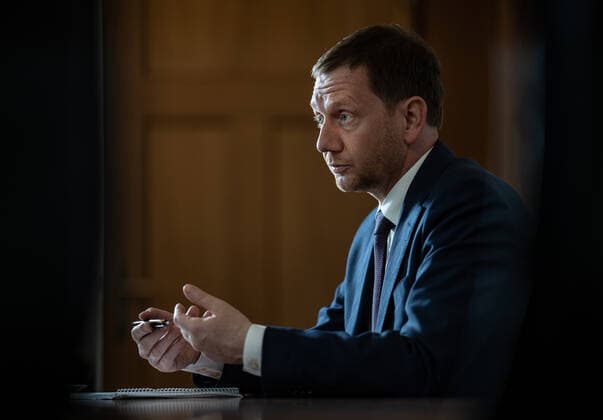 Saxonys Prime Minister Michael Kretschmer The Prime Minister of Saxony Michael Kretschmer during an interview with the Sächsische Zeitung in the State Chancellery in Dresden